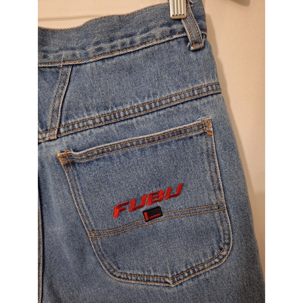 Vintage y2k FUBU Denim Blue Jean Shorts Men's Sz 30 Baggy Hip Hop Grunge Skater